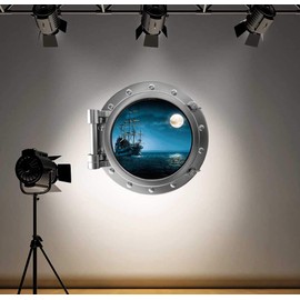 60 Second Makeover Limited Full Colour Pirate Ship Porthole Boys Wall Sticker Decal Kids Bedroom Decoration