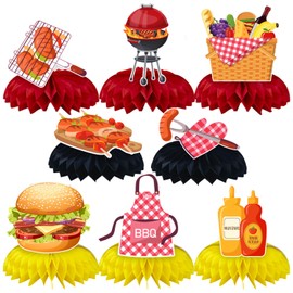 8PCS BBQ Honeycomb Centerpieces,BBQ Centerpiece for Table Birthday Party Decorations colour Table Topper Centerpiece Birthday Baby Shower Party Decor