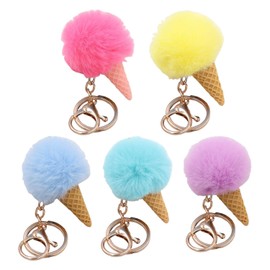 Pack of 5 Ice Key Chains, Creative Keychain, Funny Keychain, Cute Plush Key Ring, Mint Green, Unit size, Modern