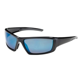 PIP 250-47-0006 Sunburst Full Frame Safety Glasses with Blue Mirror Plus Lens and Anti-Scratch/Anti-Reflective Coating, Black (Pack of 6)