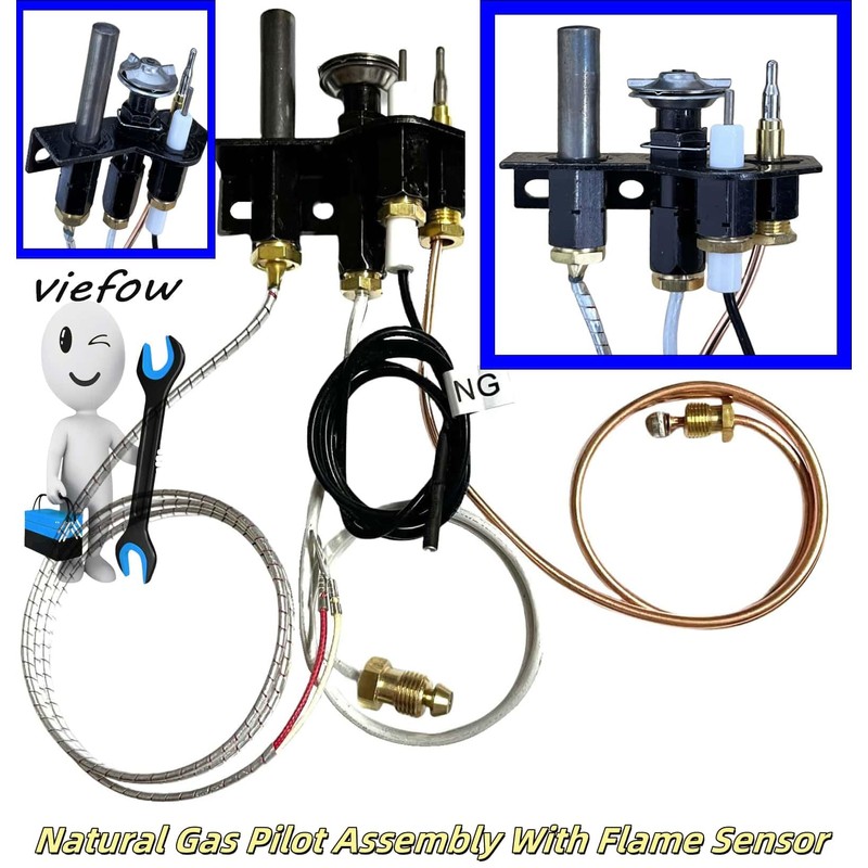 Viefow Natural Gas Pilot Assembly with Flame Sensor Fits Lennox,