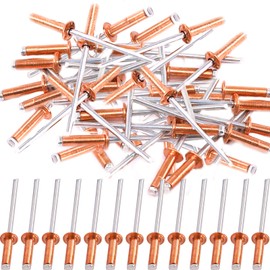 Hilitchi Dome Head Red Copper Blind Rivets Self-Plugging Open End Dome Head Decorating Fastener Nails Pop Rivets Core(3.2x12mm-50PCS)