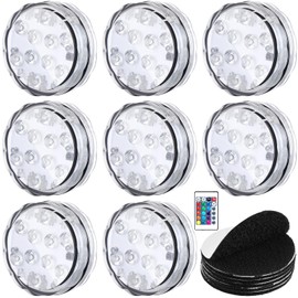 Retisee 8 Sets Boat Marine Waterproof LED Lights Battery Operated Punk Submersible Boat Interior Lights with Remote for Deck Fishing Courtesy, RGB Multicolor Changing