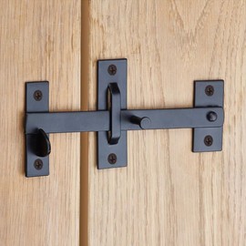 Garden Gate Accessories Metal Fixing Latch T Hinges Spring Closer Bolt Black (8" Suffolk Gate Latch)