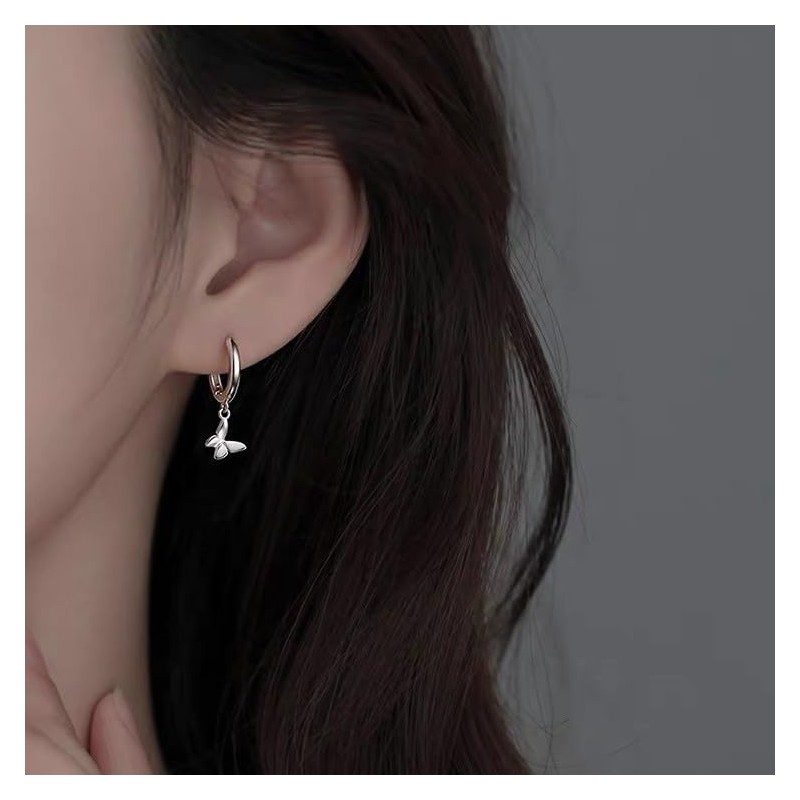 Umiwe Dangling Women's Ring Earrings, S925 Silver, Hypoallergenic, Small, Platinum