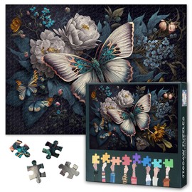 Butterfly 1000 Piece Puzzle for Adults Flower and Butterfly Puzzles 1000 Pieces Home Wall Decoration Challenging & Vivid Detail Ideal for Puzzle Enthusiasts Finished Size: 70x50cm