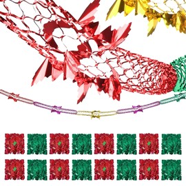 16 Pcs Christmas Hanging Decorations,Christmas Ceiling Decorations,9ft Christmas Foil Garland Festive Ceiling Hanging Decorations,Festive Hanging Tinsel Swirl Decorations for Xmas New Year Party