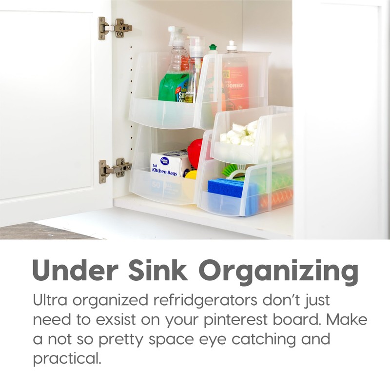 IRIS USA Clear Plastic Stackable Storage Bins, X Large- 4