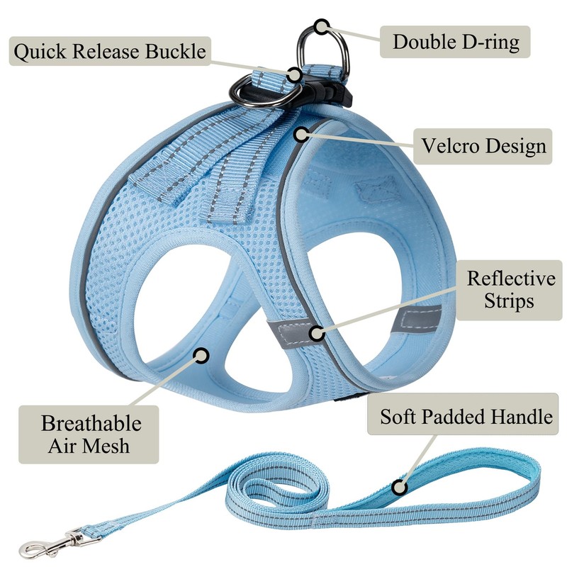 Dog Harness with Leash Set, No Pull Adjustable Reflective Step-in