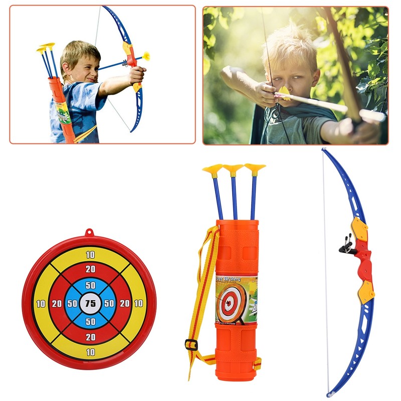 Children Toy Archery Set Plastic Bow Soft Arrows with Score