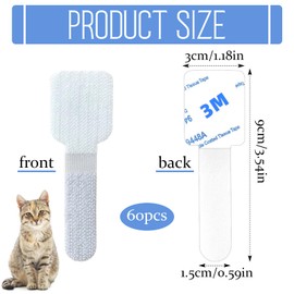 ChAusa 60 pcs Sticky Hook Cat Window Guard, Window Mesh for Cats