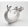 FeinKnick Stylish Decoration with Playing Cat and Bird - White