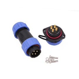 ZBLZGP SP21 4 Pin Aviation Circular Waterproof Connector 30A Industrial Threaded Male Cable Plug and Female Screw-Mount Socket Gold-Plated Brass 11AWG for Indoor Outdoor LED Lighting