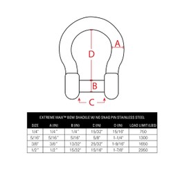 Extreme Max 3006.8405.2 BoatTector Stainless Steel Bow Shackle with No-Snag Pin - 1/4", 2-Pack