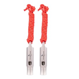 iBasingo Titanium Whistles Emergency Survival Safety Whistles with Lanyard Loud for Outdoor Camping Hiking Coaches Training Sports Key Chain Whistle Signaling Tool Ti9015O (2 Pieces)