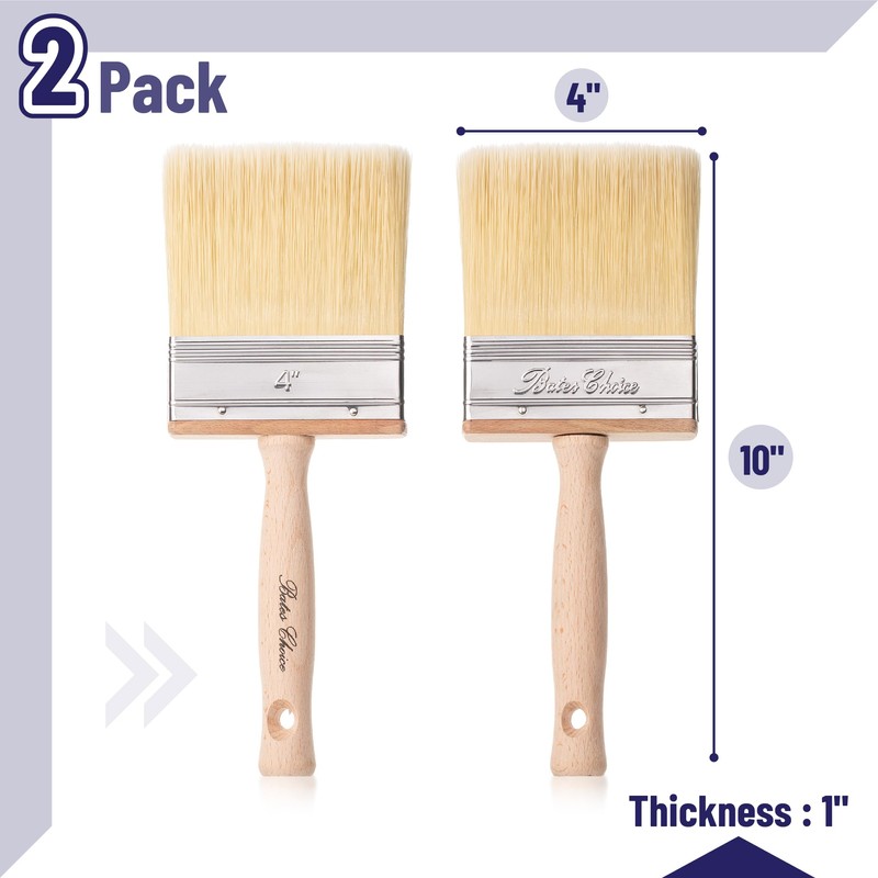 Bates- Deck Stain Brush, 4 Inch, 2 Pack, Wooden Handle,