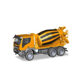 herpa 310000 – Iveco 6x6 Concrete Mixer, Truck Trakker, Model Car, Construction Site Vehicle, Model Collection, Miniature Models, Small Model, Collectible, Detailed, Plastic, Orange - Scale 1:87
