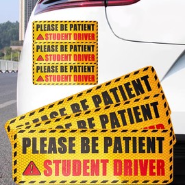 Student Driver Magnets for Car,Please Be Patient Student Driver Sticker Girls and Boys New Student Driver Sticker Safety Warning Signs,High Reflective,Reusable Movable,Set of 3. 3.5" x 9"