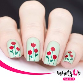 Whats Up Nails - Tulips Vinyl Stencils for Nail Art Design (2 Sheets, 40 Stencils Total)