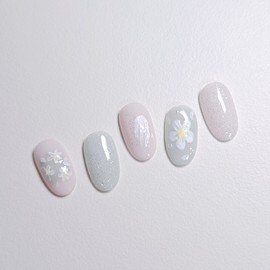 Oil Painting Handmade Nail Tips - Almond Long / 유화 수제네일팁 - 아몬드롱