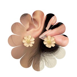 Inilbran Boho Sunflower Earrings Gold Daisy Flower Earrings Vintage Flower Stud Earrings Minimalist Sun Flower Earrings Jewellery for Women and Teenage Girls, Zinc, No Gemstone