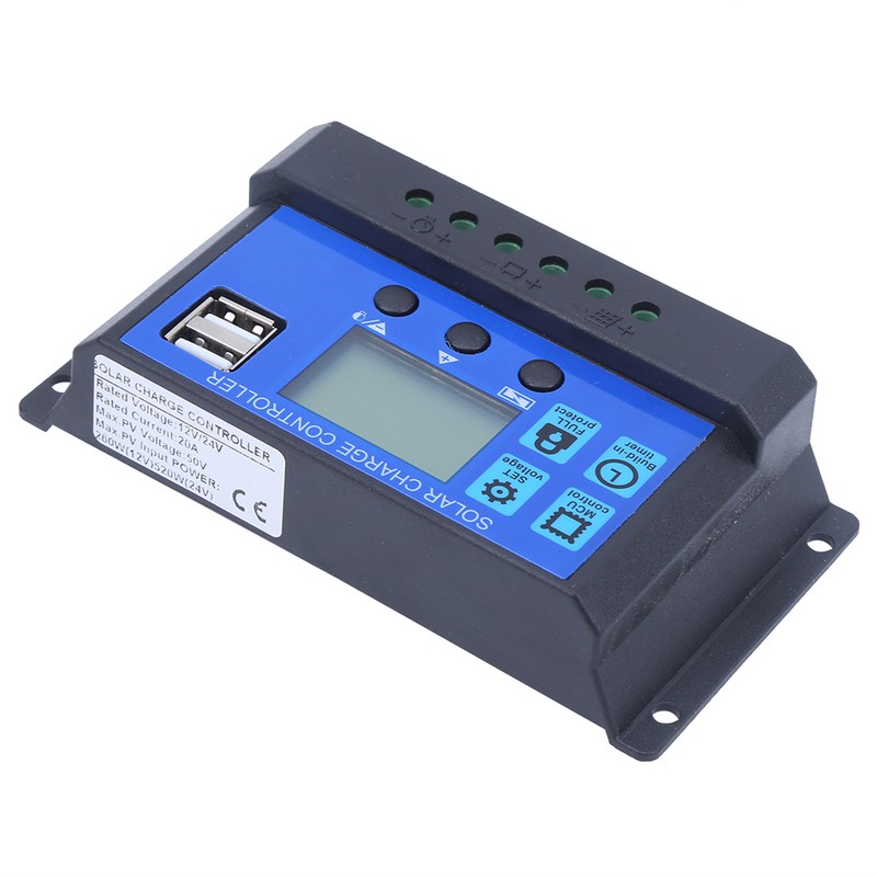 Solar Panel Controller LCD Display Battery Charge Control Dual USB