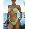 ZAFUL Off Shoulder Bandeau Bikini Set High Cut Drawstring Ruffle