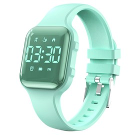 Kids Step Counter Watch, Digital Pedometer, Fitness Tracker Wristwatch, Waterproof Sport Watch, for Children Boys Girls Teens(Mirror Green)