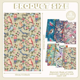 Redbaker 6 Pcs Floral Kitchen Towels Wildflower Print Dish Towels for Kitchen Ultra Absorbent Flower Butterfly Hand Towels Decorative Set for Bathroom Housewarming Gift (Bright Color,Garden)