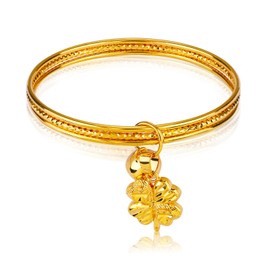 LEGENTLISUR Gold Stackable Bracelet Gold Bracelets for Women Gold Bracelet Bell Bracelet Clover Bracelet is a Jewelry Gift for Women