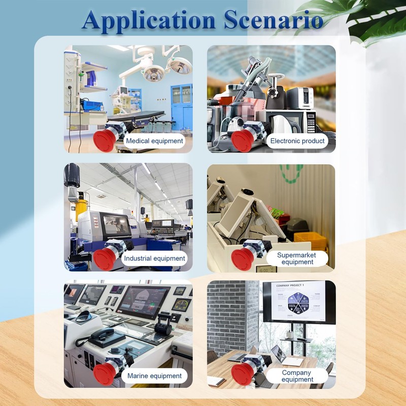 22mm NC Red Mushroom Emergency Stop Push Button Switch 600V