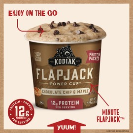 Kodiak Cakes Pancake On The Go, Chocolate Chip & Maple, 2.29 Oz (Pack Of 12)