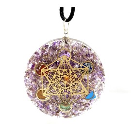 Sawcart Amethyst Orgone Crystal Pyramid & Pendant Seven Chakra Metatron Cube Merkaba | Natural Stone Bracelet | Protection Kit Reiki Spiritual Healing Positive Energy Generator Yoga Meditation