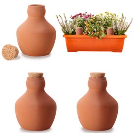 3 Pack Terracotta Watering Spikes, Self Watering Globes, Slow Release Self Watering Planter Insert, Plant Watering Globes for Indoor and Outdoor Plants