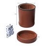 PU Leather Dice Cup Set with Lid Dark Brown Felt