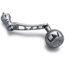 HEIGHTEN Adjustable 2.6-2.8 inches (65-70 mm) Reel Handle with 1.4-inch (35 mm) or 1.5-inch (38 mm) Knob for Shimano, Daiwa Spinning Reels, Chrysant Series (Gunmetal) (758)