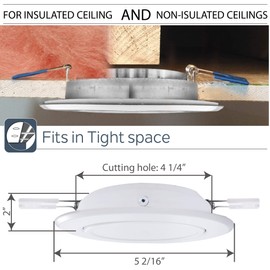 Nadair 4" Ic Rated Dimmable Gimbal Ultra Recessed, Junction Box, 9W, 550 lumens, 3000K Warm, Energy Star, White Finish, SL4-550SW-WH3K LED Slim Panel Light, Single Pack