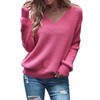Eurivicy Women's Long Sleeve V Neck Pullover Tops Oversized Chunky