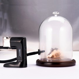 TMKEFFC Smoking Cloche For Food Drinks With Wood Base, Cocktails Smoke Infuser Accessory, Glass Dome for Smoker Gun