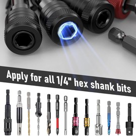 Comphic Upgrade Drill Bit Holder Key Chain 6pcs 1/4 Bit Holder for Impact Driver Include Keychain Carabiner