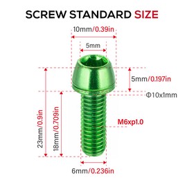 CNCLOL MTB Brake Caliper bolts,Bike Brake Caliper bolts M6x18mm Steel alloy,Green