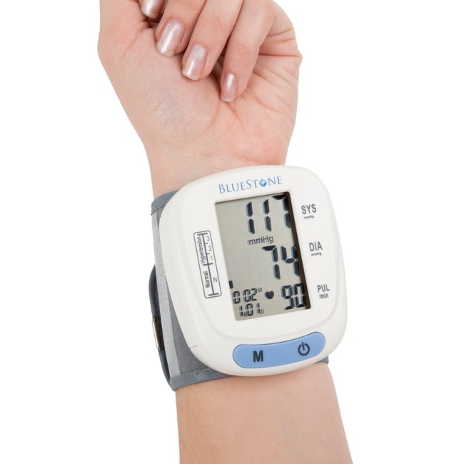 Bluestone Automatic Wrist Blood Pressure Monitor with Digital LCD Display Screen- BP and Pulse Monitoring with Adjustable Cuff and Storage Case