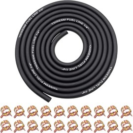 Tnisesm 1/4 Inch ID Fuel Line Hose 10 Feet + 20Pcs 2/5" ID Hose Clamps for Kawasaki Kohler Briggs & Stratton Small Gas Diesel Powersports Engines and Generators