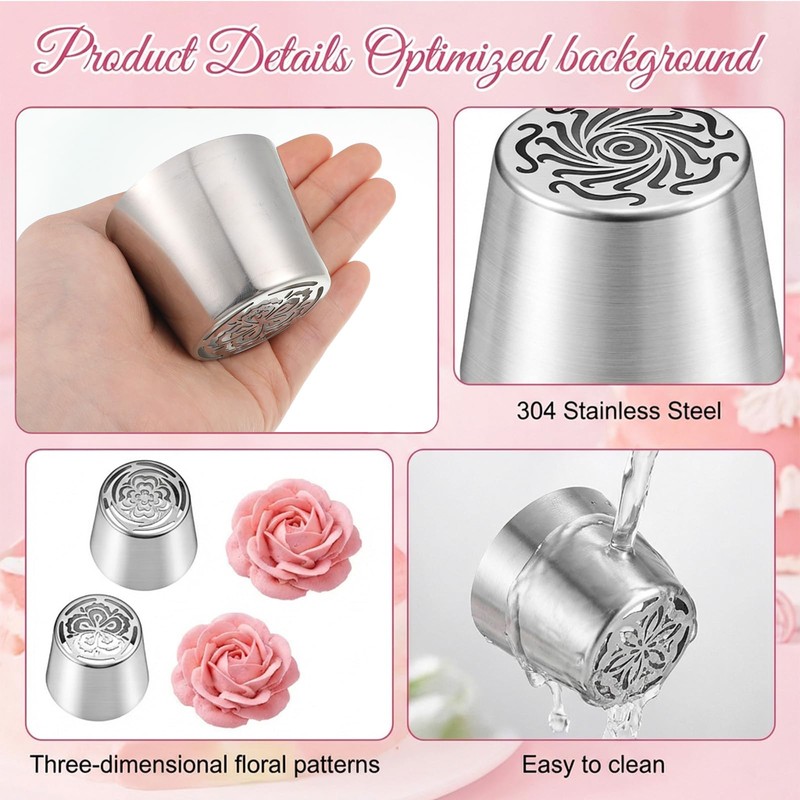 4 PCS Stainless Steel Extra Large Russian Piping Tips Set