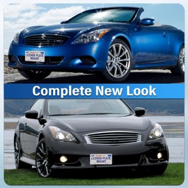 Heavy Duty Front License Plate Frame Compatible with Infiniti QX50 2019-2025, No Drill Tow Hook Mount, Anti-Theft License Plate Holders Bracket, Rust-Proof, Weather & Rattle Proof Car Accessories