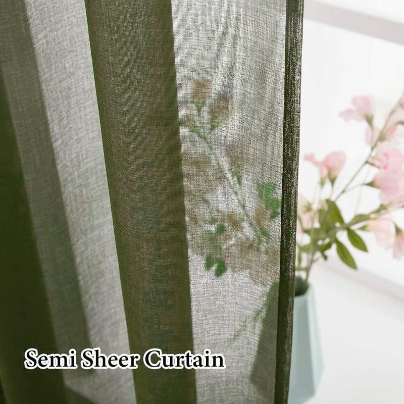 MIULEE - Cortinas transparentes de lino con textura de 84