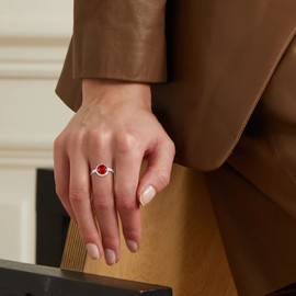 ChicSilver 8mm Round Cut Birthstone Promise Ring for Her, 925 Sterling Silver Simulated Red Ruby Gemstone Anniversary Wedding Engagement Band Rings for Women July Birthstone Jewelry