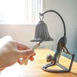 DreamsEden Cat Sculpture Bell, Cast Iron Decorative Call Bell Church Bell Dinner Bell for Desktop Tabletop