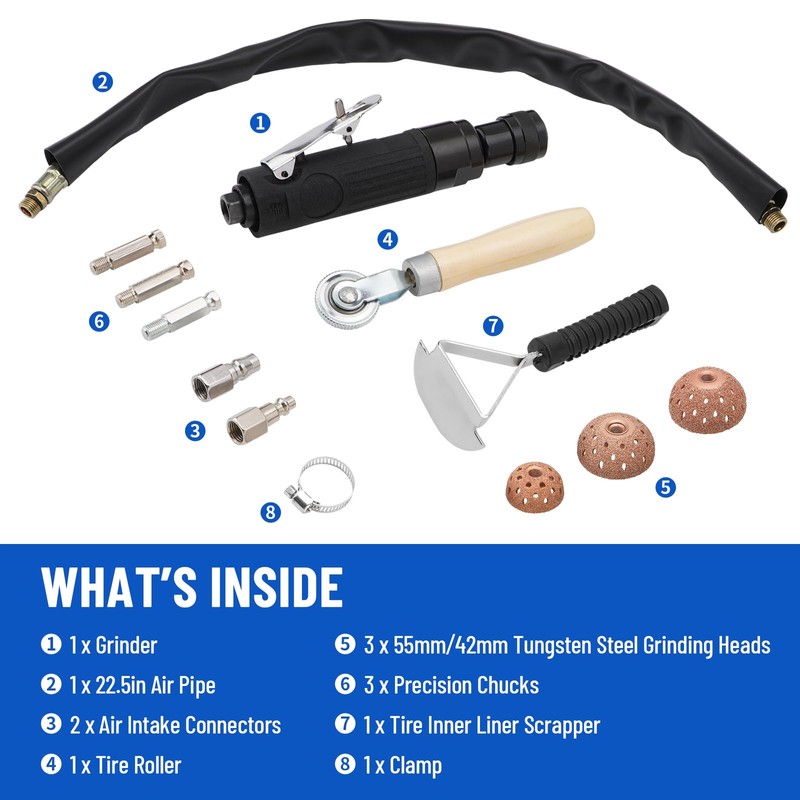 Air Tire Repair Polish Patch Tools, Include 2500rpm Low Speed