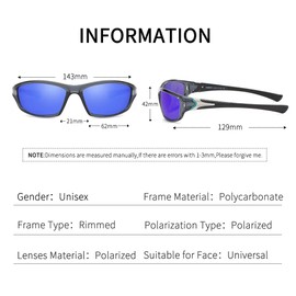 HGDGears Polarized Sports Sunglasses for Outdoor Cycling Driving Golf Running Fishing,Superlight Frame Eyewear Sun Glasses(UV400 Unisex)